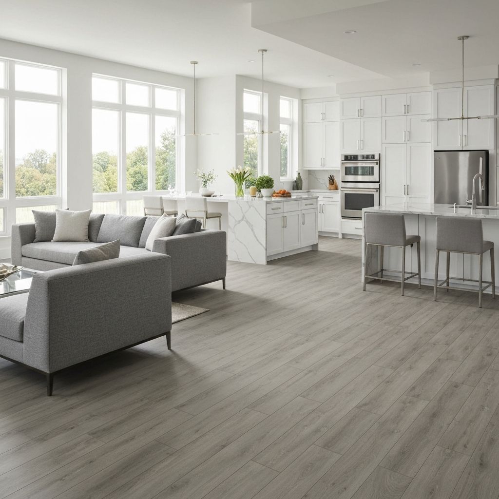 Luxury vinyl plank flooring in a bright Olmsted Township, Ohio home
