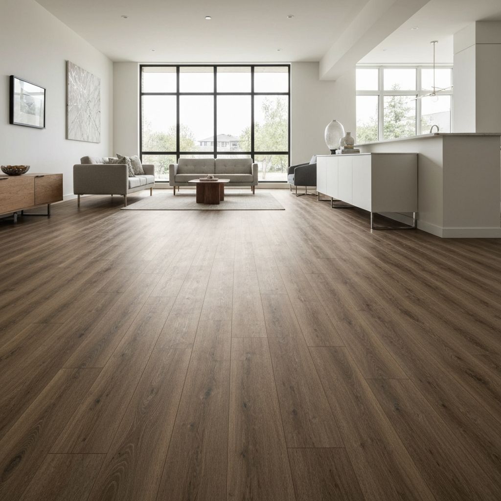 LVP with realistic wood grain in open-concept living space